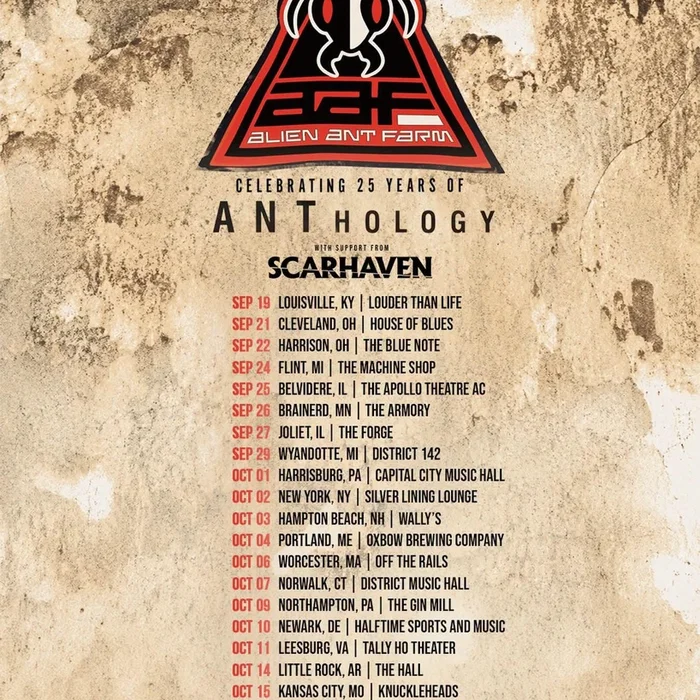 ALIEN ANT FARM CELEBRATING 25 YEARS OF ANTHOLOGY US 2026 SETLIST PLAYLIST