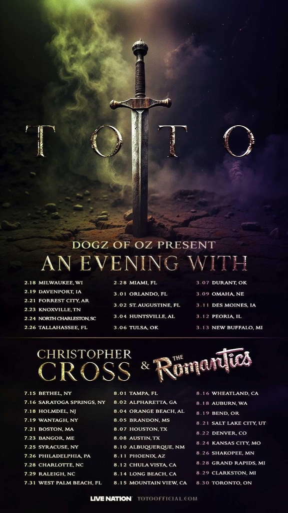 AN EVENING WITH TOTO Tour US 2026 Setlist Playlist