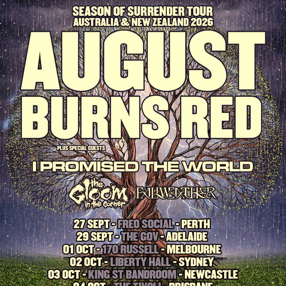 AUGUST BURNS RED SEASON OF SURRENDER TOUR Australia & New Zealand 2026 Setlist Playlist