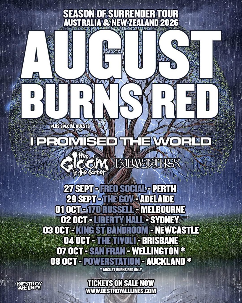 AUGUST BURNS RED SEASON OF SURRENDER TOUR Australia & New Zealand 2026 Setlist Playlist