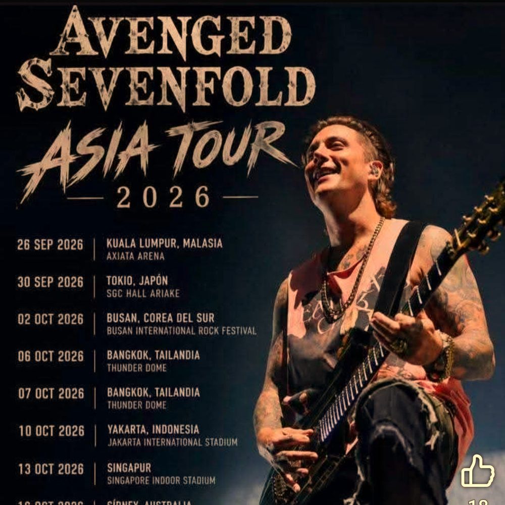 AVENGED SEVENFOLD / NENE (SINGAPORE) ASIA TOUR 2026 SETLIST PLAYLIST
