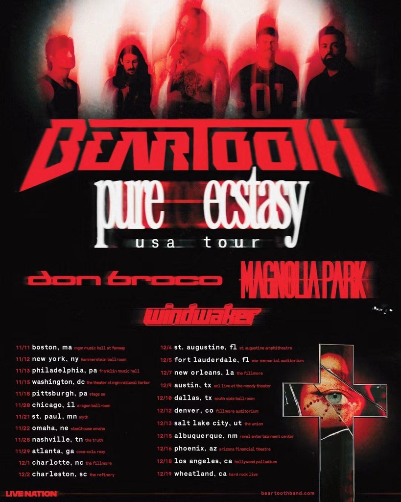 BEARTOOTH PURE ECSTASY USA TOUR 2026 SETLIST PLAYLIST