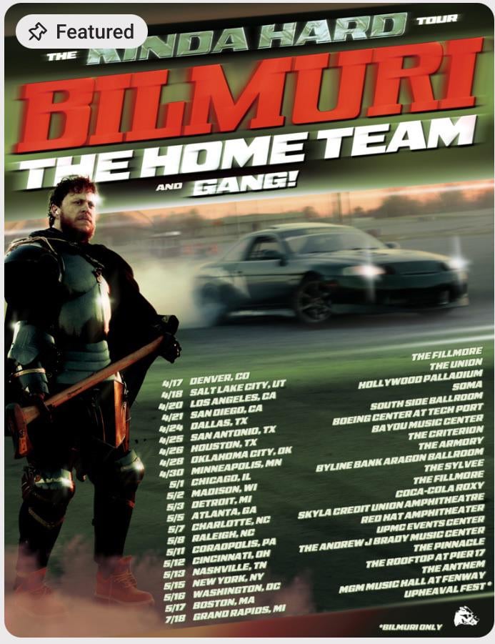 BILMURI Kinda Hard N. American Tour 2nd Leg 2026 Setlist Playlist