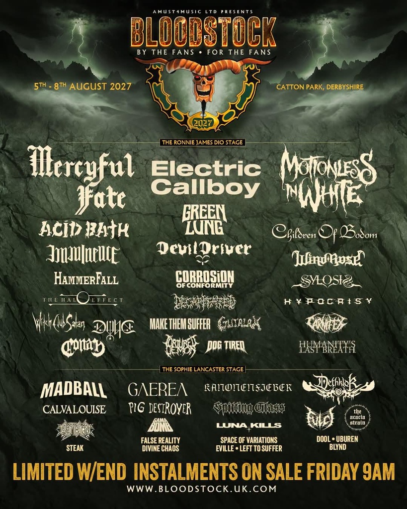 BLOODSTOCK 2027 COMPLETE SETLIST PLAYLIST