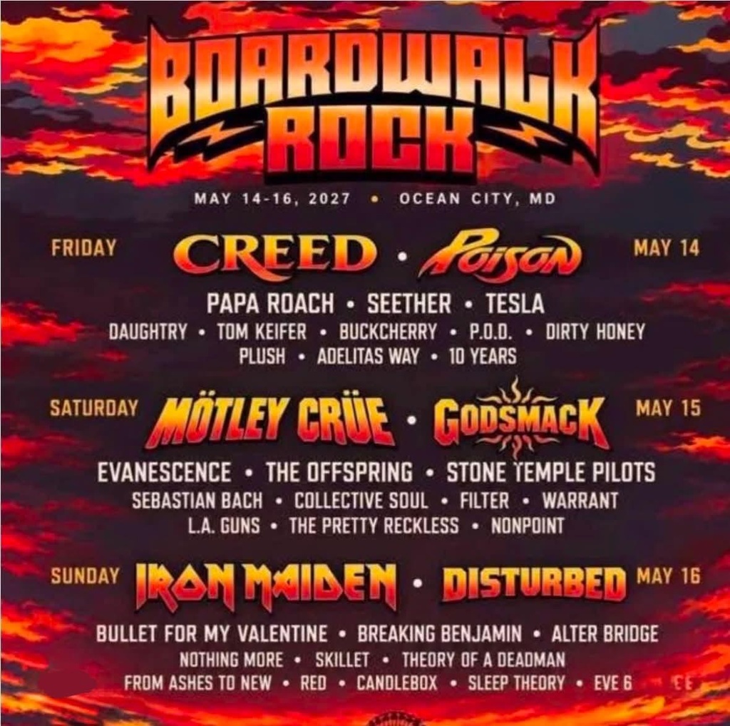 BOARDWALK ROCK 2027 COMPLETE SETLIST PLAYLIST