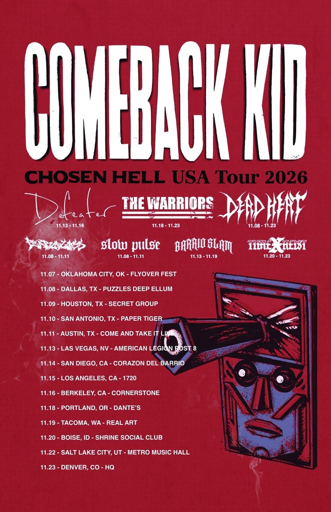 COMEBACK KID CHOSEN HELL USA TOUR 2026 SETLIST PLAYLIST