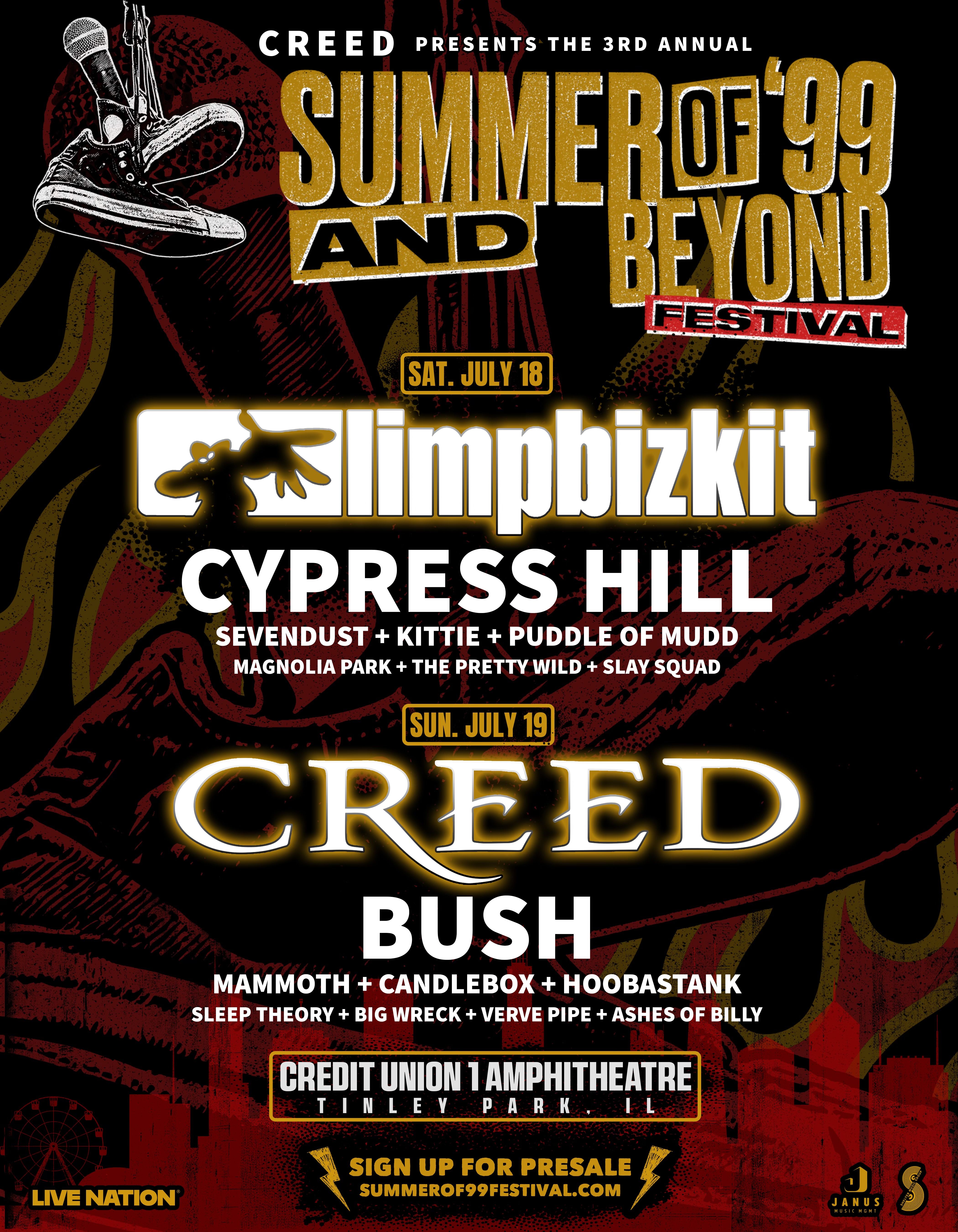 CREED Return Of The Summer Of '99 Tour 2025 Setlist Playlist