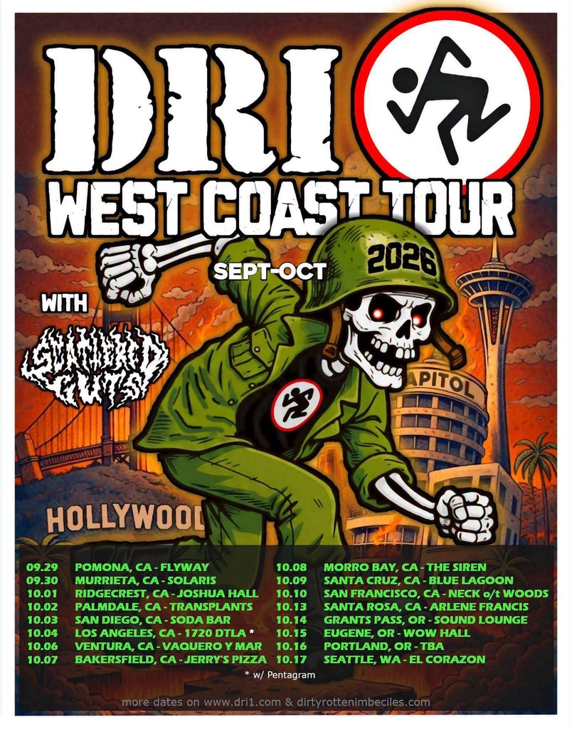 D.R.I. WEST COAST TOUR 2026 SETLIST PLAYLIST