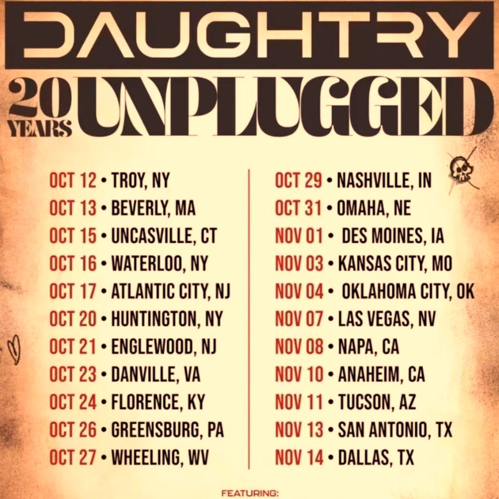 DAUGHTRY 20 YEARS UNPLUGGED US 2026 Setlist Playlist