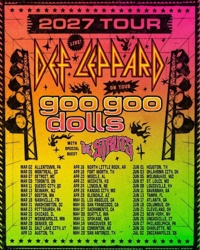 DEF LEPPARD N. AMERICA 2027 TOUR SETLIST PLAYLIST