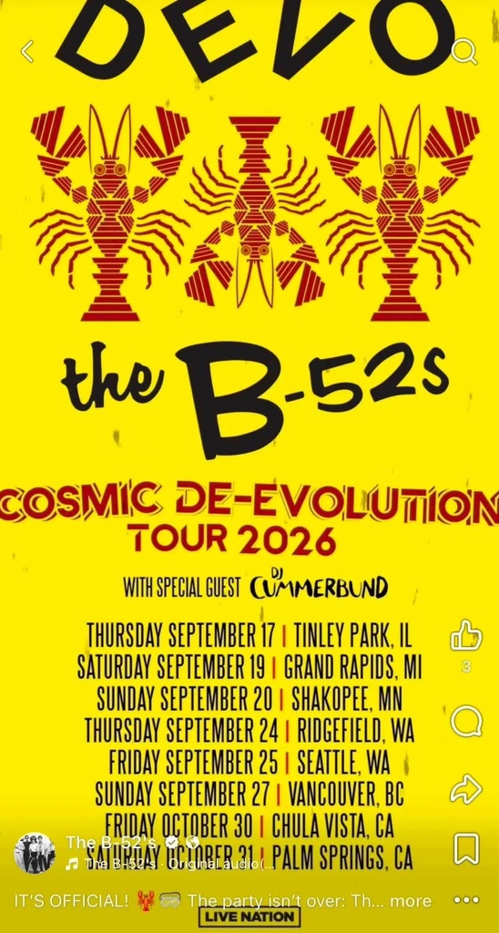 DEVO & THE B-52s COSMIC DE-EVOLUTION TOUR US 2026 Setlist Playlist