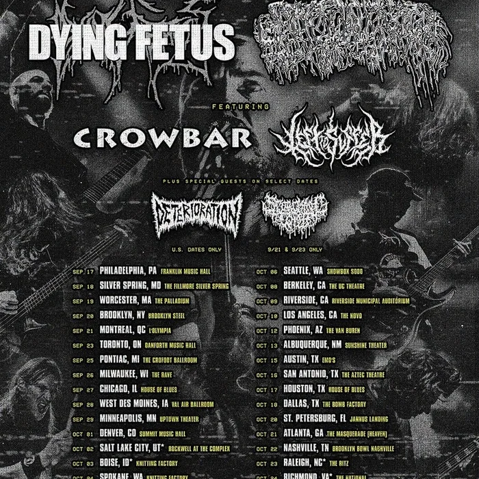 DYING FETUS & SANGUISUGABOGG UNITED STATES + CANADA TOUR 2026 SETLIST PLAYLIST