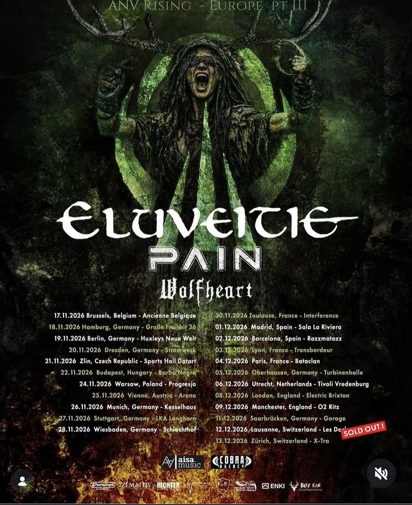 ELUVEITIE ANV RISING - EUROPE PT III 2026 SETLIST PLAYLIST