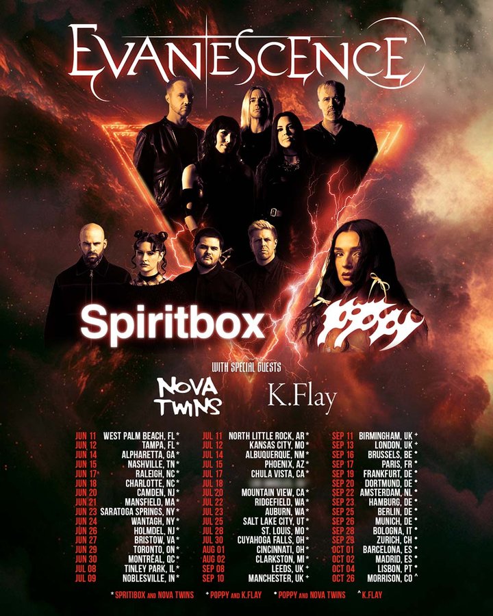 EVANESCENCE / SPIRITBOX U.S. Tour 2026 Setlist Playlist