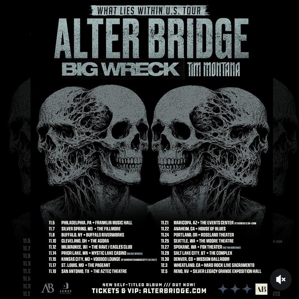 ALTER BRIDGE WHAT LIES WITHIN U.S. TOUR 2026 SETLIST PLAYLIST