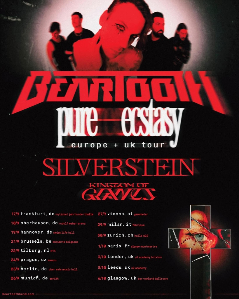 BEARTOOTH PURE ECSTASY EUROPE + UK TOUR 2026 SETLIST PLAYLIST