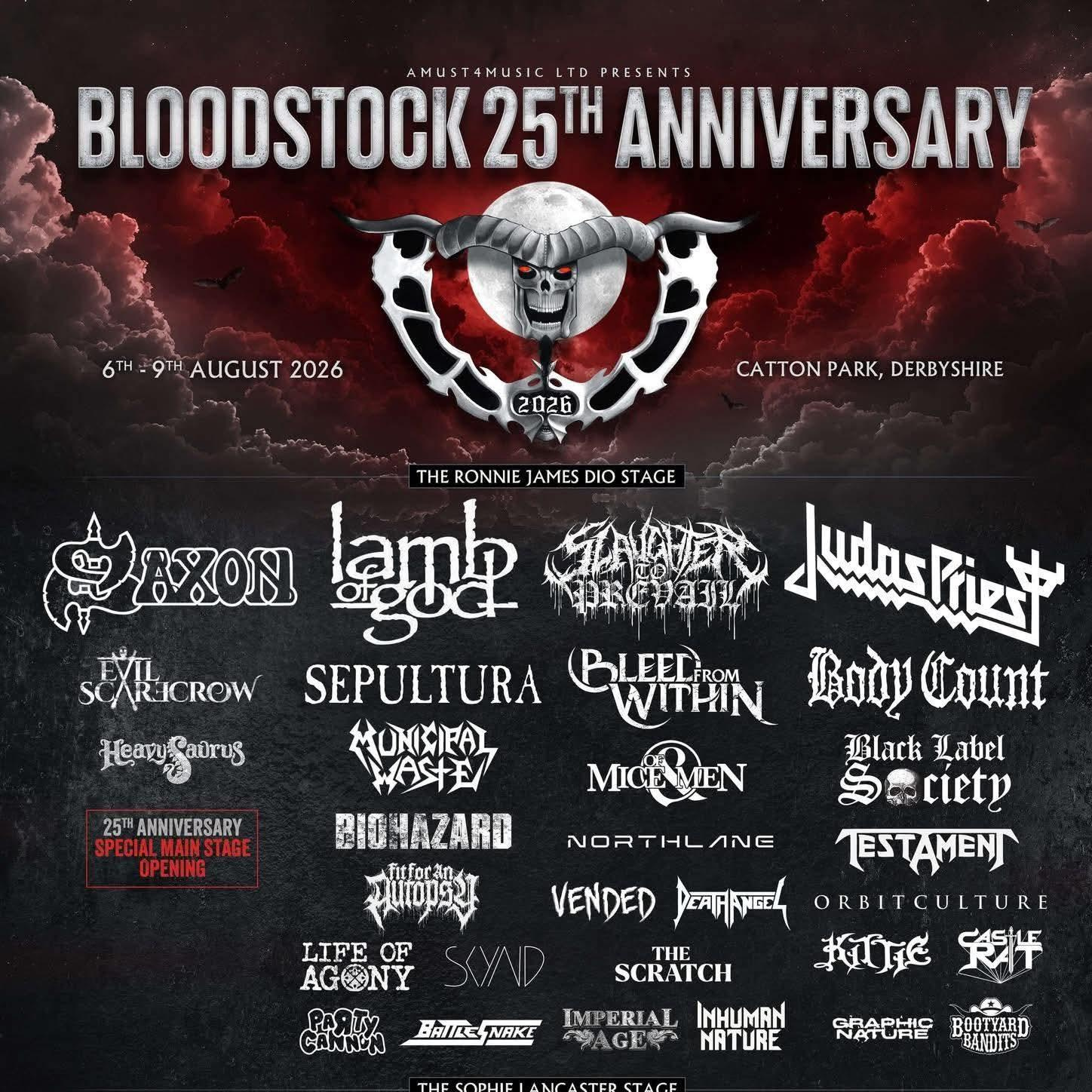 BLOODSTOCK 25TH ANNIVERSARY 2026 COMPLETE SETLIST PLAYLIST