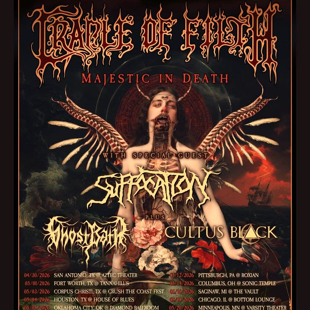 CRADLE OF FILTH - Majestic in Death U.S. Tour 2026 Setlist Playlist