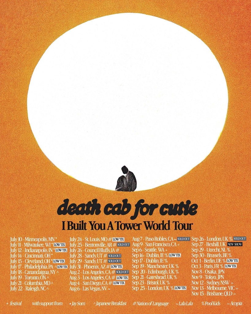 DEATH CAB FOR CUTIE I BUILT YOU A TOWER WORLD TOUR 2026 SETLIST PLAYLIST
