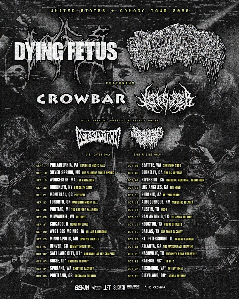 DYING FETUS & SANGUISUGABOGG UNITED STATES + CANADA TOUR 2026 SETLIST PLAYLIST
