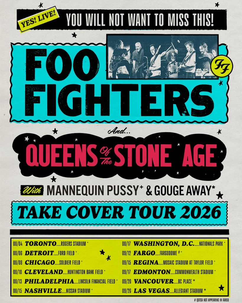 FOO FIGHTERS TAKE COVER TOUR N. AMERICA 2026 SETLIST PLAYLIST