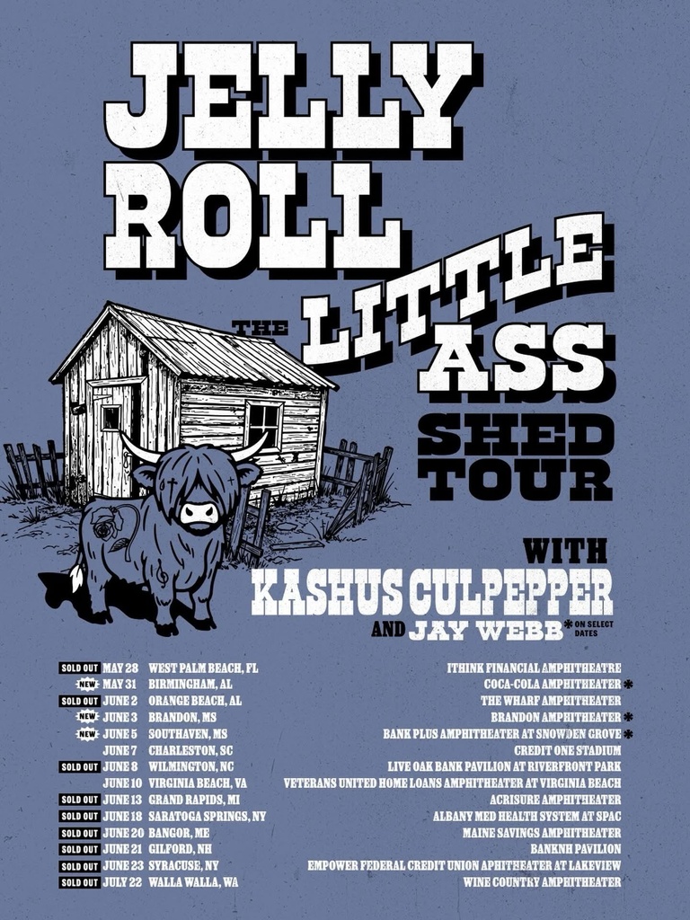 JELLY ROLL THE LITTLE ASS SHED TOUR US 2026 SETLIST PLAYLIST