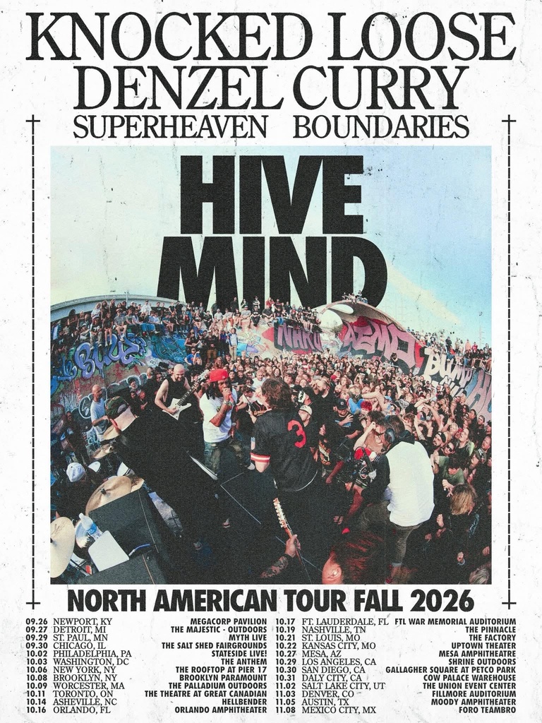 KNOCKED LOOSE & DENZEL CURRY HIVE MIND NORTH AMERICAN TOUR 2026 SETLIST PLAYLIST