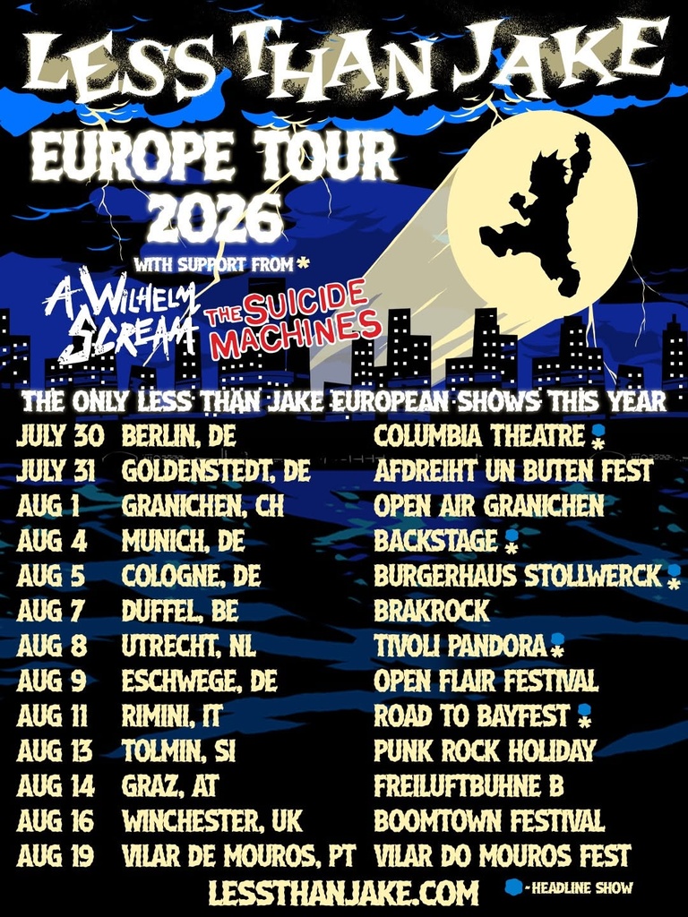 LESS THAN JAKE EUROPE TOUR 2026 SETLIST PLAYLIST