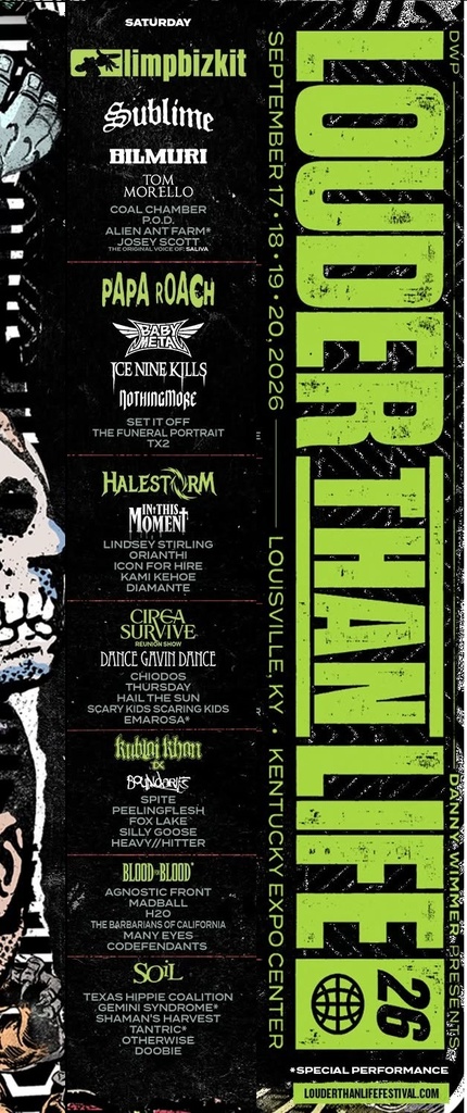 LOUDER THAN LIFE 2026 SATURDAY SETLIST PLAYLIST