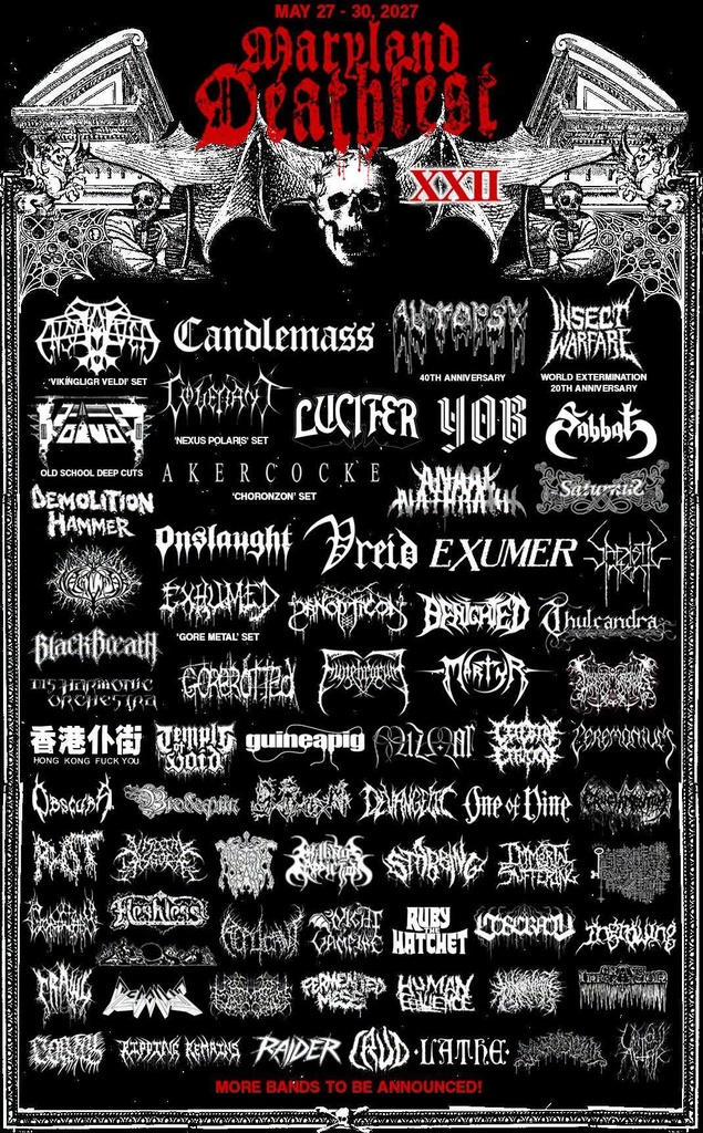 MARYLAND DEATHFEST XXII 2027 COMPLETE SETLIST PLAYLIST