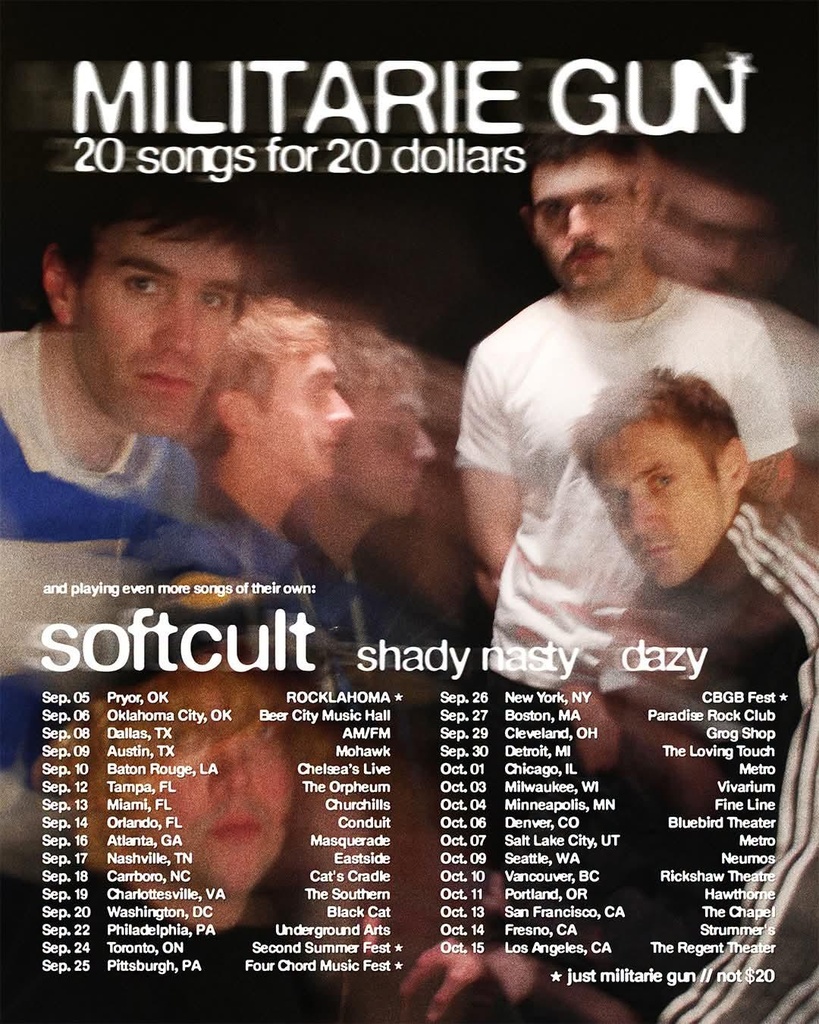 MILITARIE GUN 20 SONGS FOR 20 DOLLARS N. AMERICA 2026 SETLIST PLAYLIST