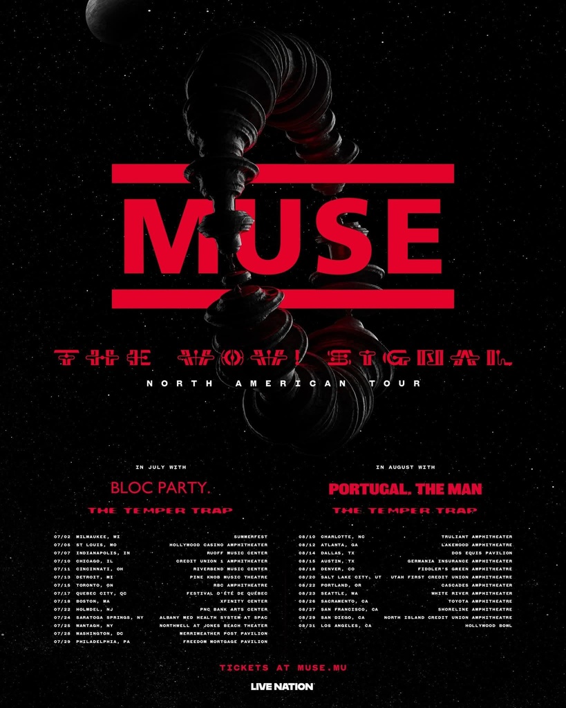 MUSE THE WON'T SIGNAL NORTH AMERICAN TOUR 2026 SETLIST PLAYLIST