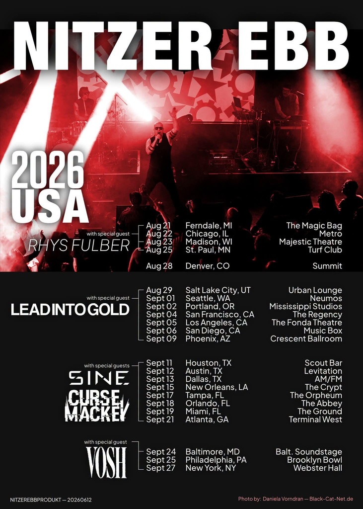 NITZER EBB USA 2026 SETLIST PLAYLIST