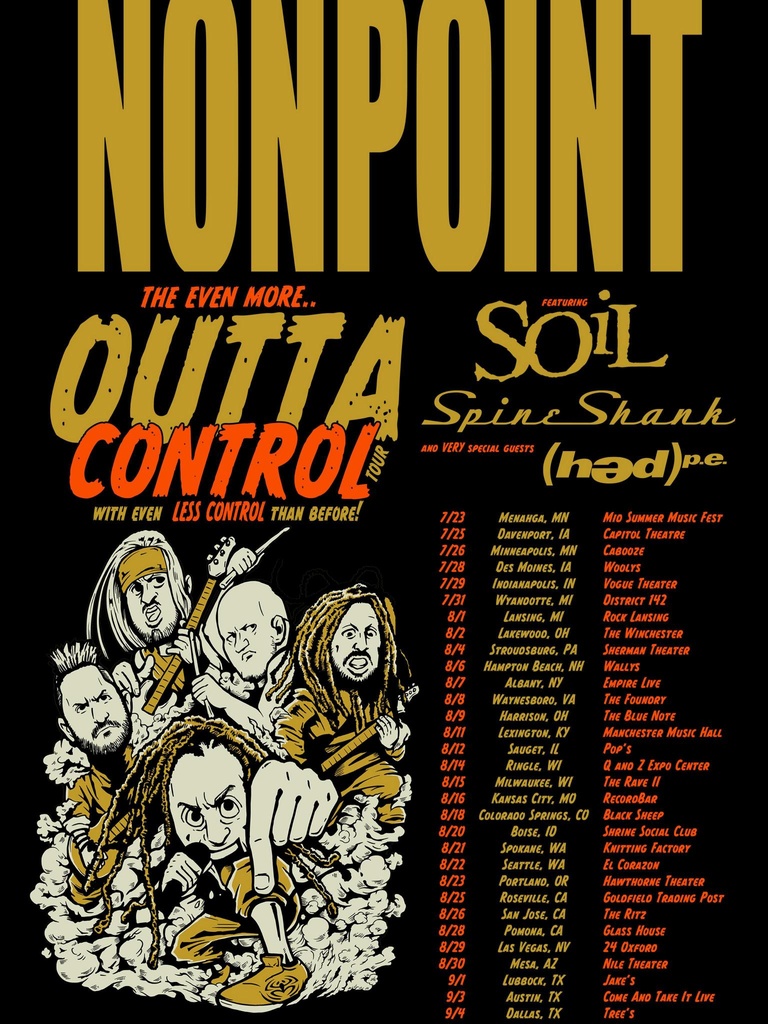NONPOINT THE EVEN MORE.. OUTTA CONTROL TOUR US 2026 SETLIST PLAYLIST