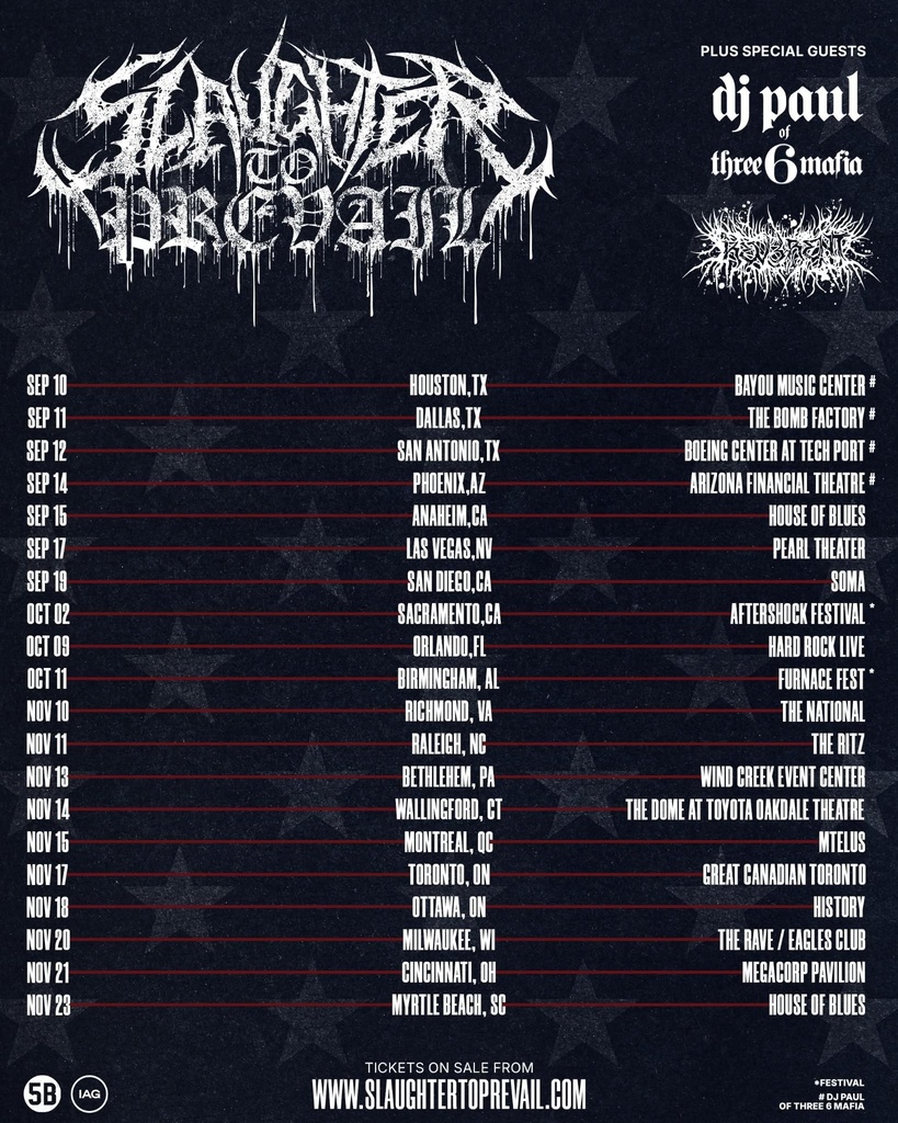 SLAUGHTER TO PREVAIL N. AMERICA 2026 SETLIST PLAYLIST