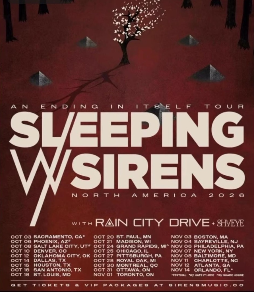 SLEEPING WITH SIRENS AN ENDING IN ITSELF TOUR NORTH AMERICA 2026 SETLIST PLAYLIST