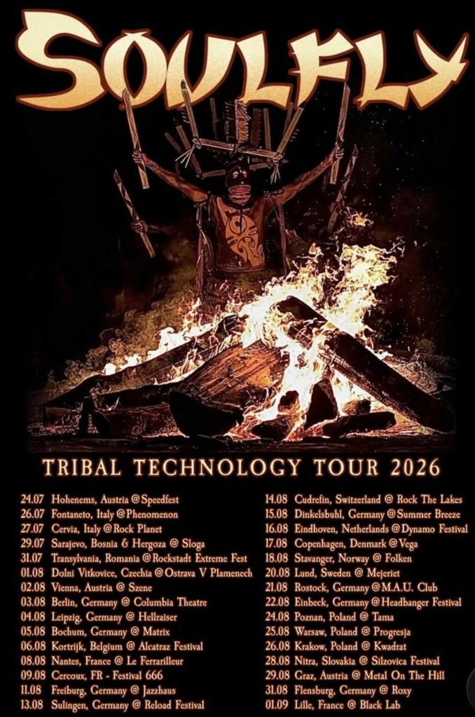 SOULFLY TRIBAL TECHNOLOGY TOUR EUROPE 2026 SETLIST PLAYLIST