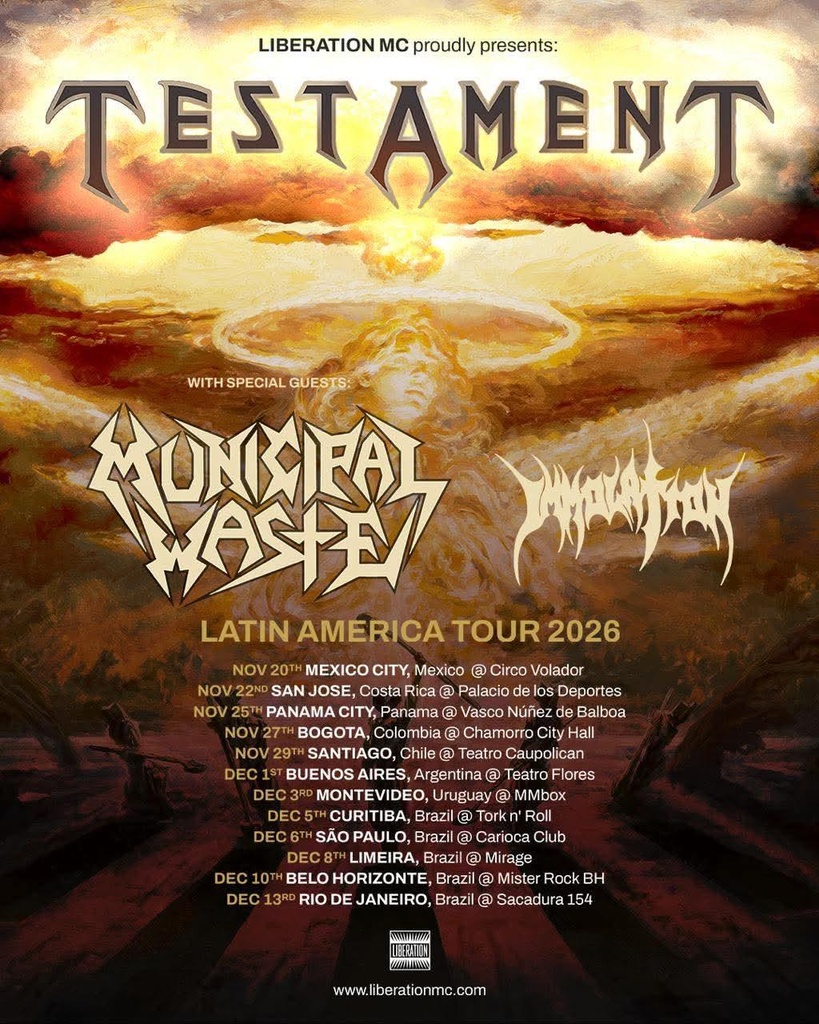 TESTAMENT LATIN AMERICA TOUR 2026 SETLIST PLAYLIST