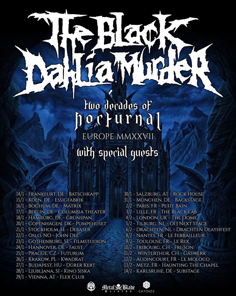 THE BLACK DAHLIA MURDER TWO DECADES OF NOCTURNAL EUROPE 2027 SETLIST PLAYLIST