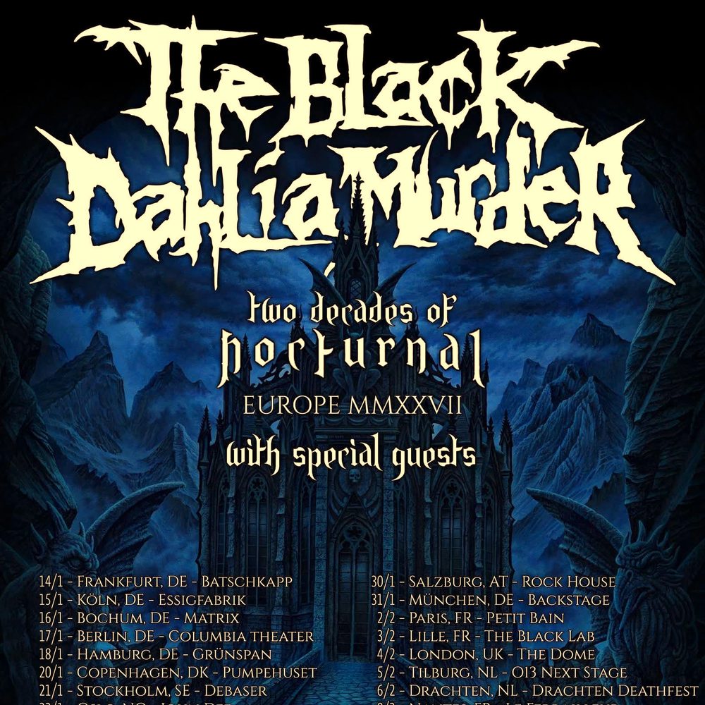 THE BLACK DAHLIA MURDER TWO DECADES OF NOCTURNAL EUROPE 2027 SETLIST PLAYLIST