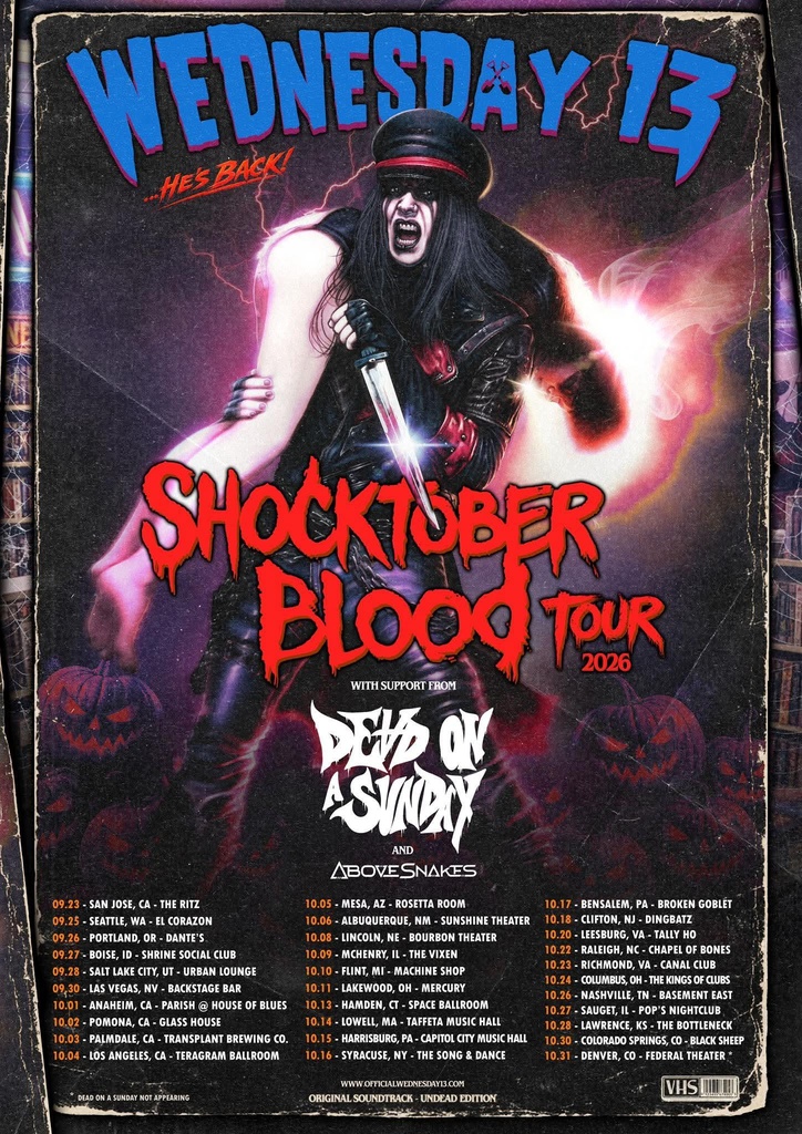 WEDNESDAY 13 SHOCKTOBER BLOOD TOUR US 2026 SETLIST PLAYLIST