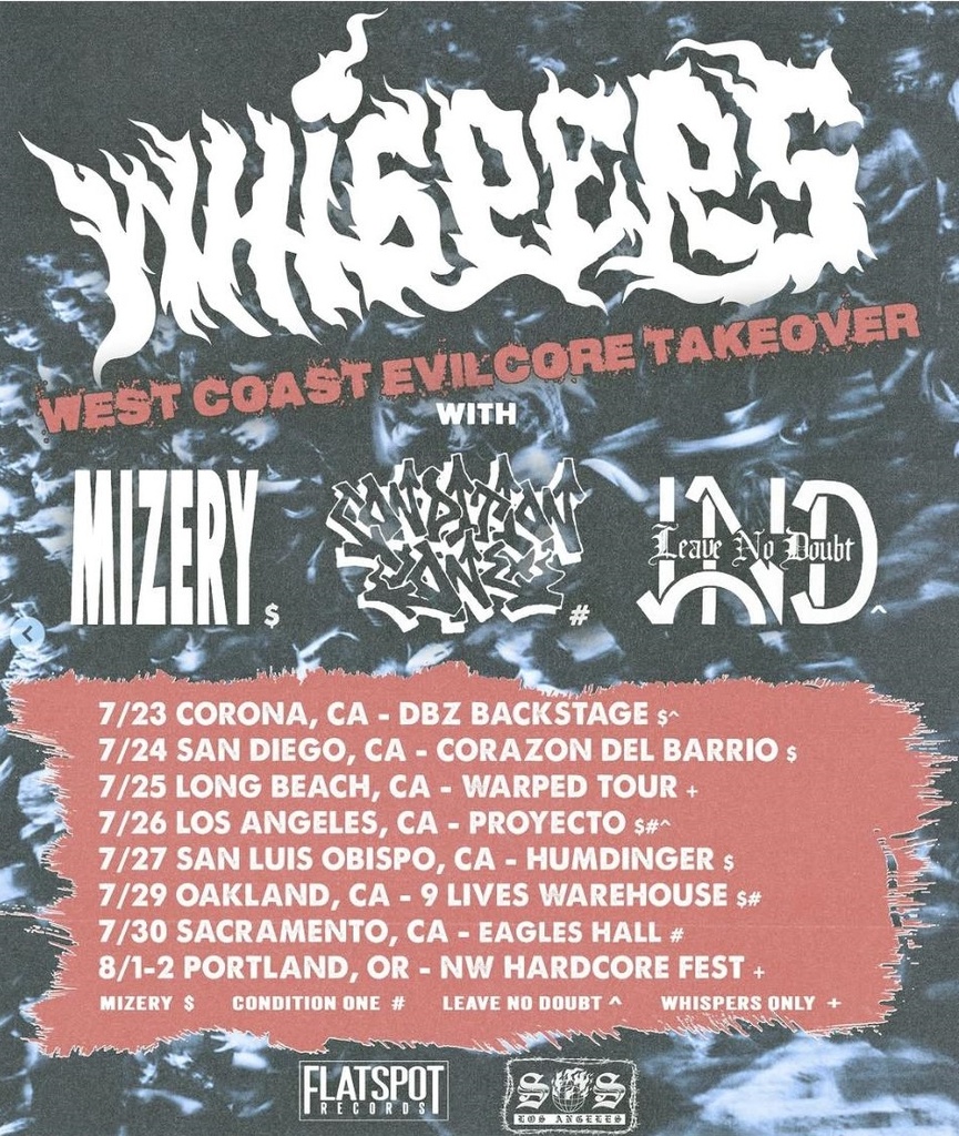 WHISPERS WEST COAST EVILCORE TAKEOVER 2026 SETLIST PLAYLIST