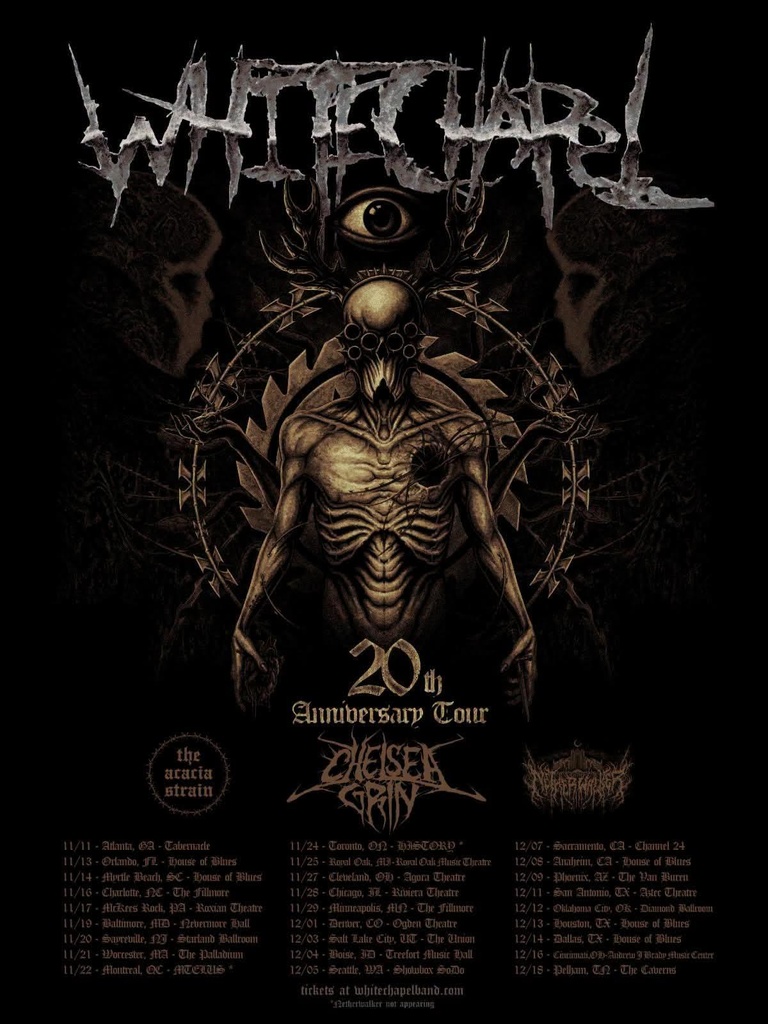 WHITECHAPEL 20TH ANNIVERSARY TOUR N. AMERICA 2026 SETLIST PLAYLIST