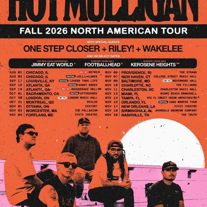HOT MULLIGAN FALL 2026 NORTH AMERICAN TOUR SETLIST PLAYLIST