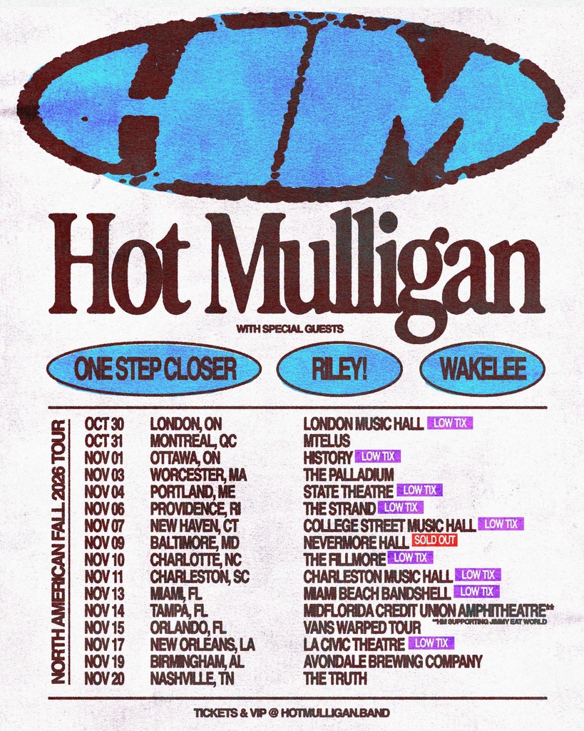 HOT MULLIGAN N. AMERICAN FALL 2026 TOUR SETLIST PLAYLIST