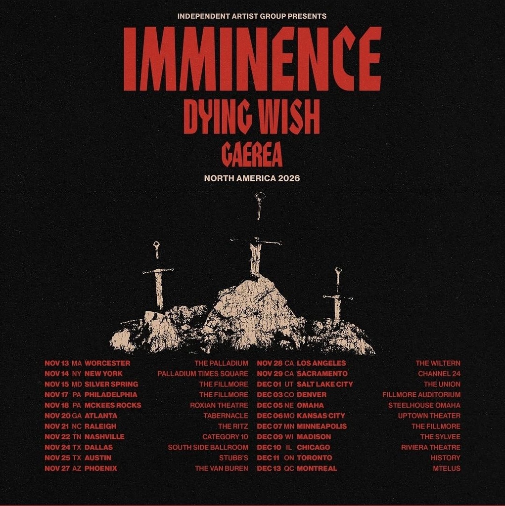IMMINENCE NORTH AMERICA 2026 SETLIST PLAYLIST