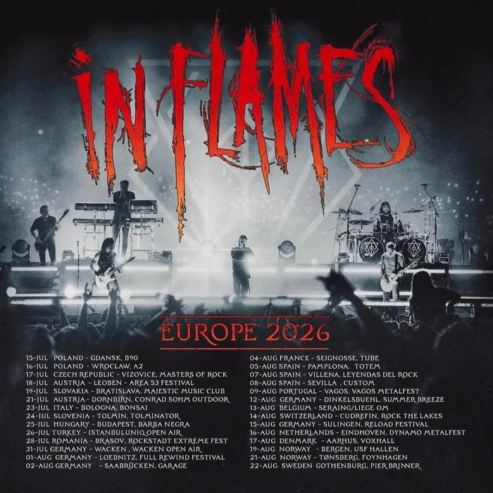 IN FLAMES EUROPE 2026 SETLIST PLAYLIST