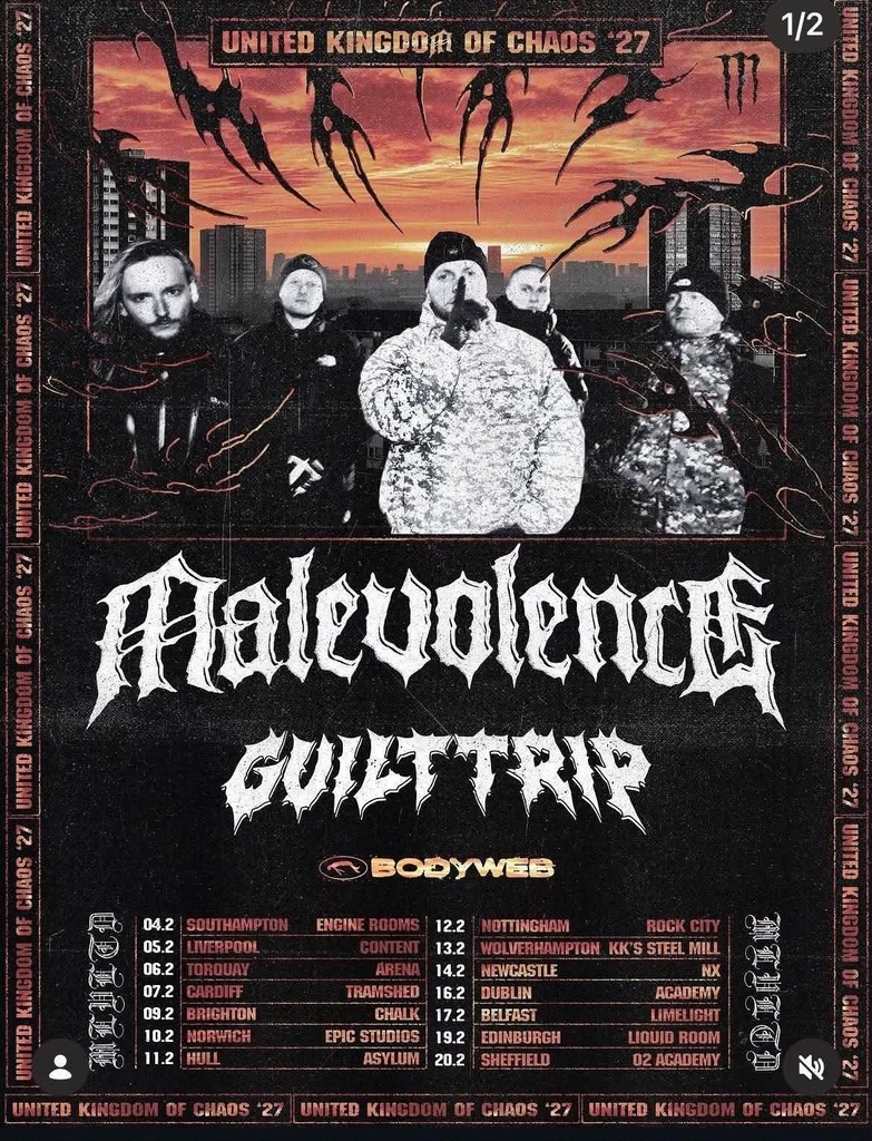 MALEVOLENCE UNITED KINGDOM OF CHAOS '27 2027 SETLIST PLAYLIST