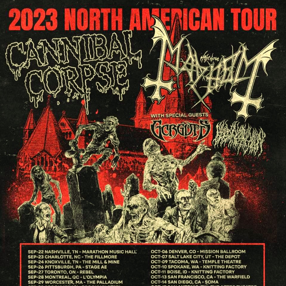 CANNIBAL CORPSE / MAYHEM 2023 North American Tour Setlist Playlist