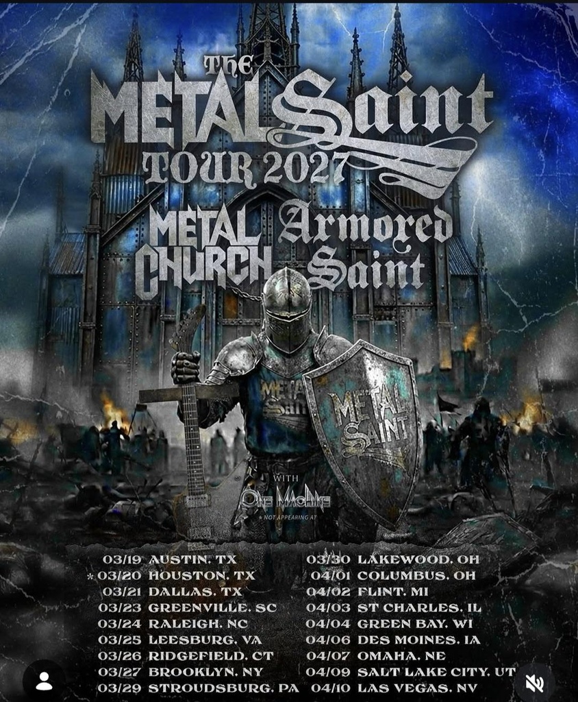 METAL CHURCH & ARMORED SAINT THE METAL SAINT TOUR US 2027 SETLIST PLAYLIST